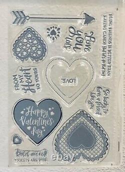 Stampin Up Heartfelt BUNDLE HEARTFELT Stamp Set & 2 HEART Punches BRAND NEW RARE