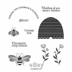 Stampin Up Honey Bee Stamp Set Detailed Bee Dies 12x12 Golden DSP Paper Bundle