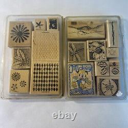 Stampin Up Huge 100+ Lot Mixed Brands Wood Rubber Stamps New & Used Rare Retired