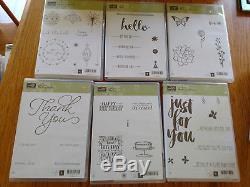 Stampin Up Huge Lot 22 NEW sets! Happy Wishes, Amazing You, Swan Lake, Dahlia