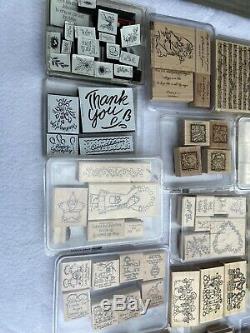 Stampin Up Huge Lot 24 Sets, 230 Rubber Stamps Most Never Used Or Rarely Used