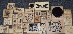 Stampin Up Huge Lot Of 30+ Rubber Stamp Sets, Ink pads, and Some Loose Stamps
