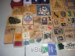 Stampin Up Huge Lot of Stamp Sets Wood Mounted Assorted Images & Sizes + More