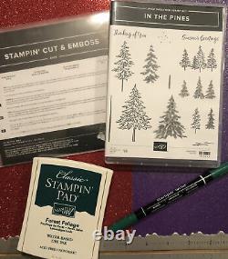 Stampin Up In The Pines Tree Craft Dies Stamps Set Lot Green Ink Pad Pen New