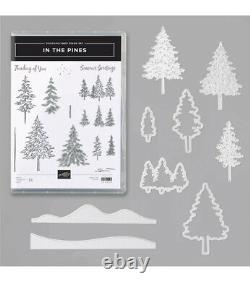 Stampin Up In The Pines Tree Craft Dies Stamps Set Lot Green Ink Pad Pen New