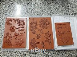 Stampin Up LOT 11 sets 54 stamps flowers words wishes thanks sayings birds
