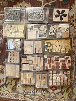 Stampin' Up! LOT OF 48 Complete Stamp Sets Wood Mounted RETIRED