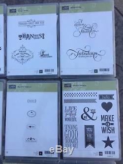 Stampin Up! LOT of 15 ADORABLE Sets! Words! Quotes! Seasonal! Pennants! Words