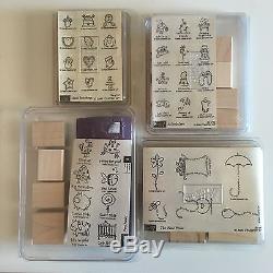 Stampin' Up! LOT of 27 Wood Stamp Sets/206 Stamps NEW with Accessories
