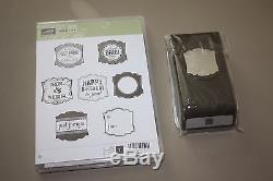 Stampin Up! Label Love Clear Mount Stamp Set AND Artisan Label Punch NEW