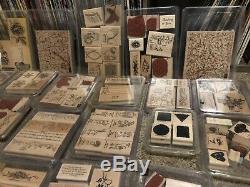 Stampin' Up! Large Lot of 40 Sets Wood Mounted Rubber Block Stamps Flowers Shape