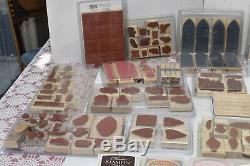 Stampin' Up! Large Lot of Sets Wood Mounted Rubber Block Stamps & Stampin Pads