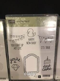 Stampin' Up Lot-18 Stamp Sets, Mixed Themes, Rubber Clear Mount & Photopolymer