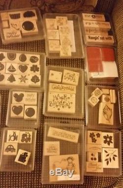 Stampin Up! Lot 29 Stamp Sets 150+ Stamps- Holidays, Retired Sets, Phrases, More