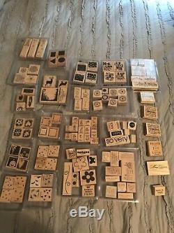 Stampin Up Lot Of 121 Wooden Stamps Retired And Hostess Exclusive Sets