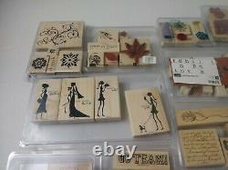 Stampin Up Lot Of 22 Wood Handle Rubber Stamp Sets/59 Unique Stamps/3 Alpha Sets