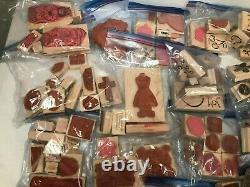 Stampin' Up! Lot Of 27 Sets Wood Mount Rubber Stamps Many Retired Vintage