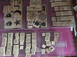 Stampin Up Lot Of 36 Wood Mounted Stamp Sets