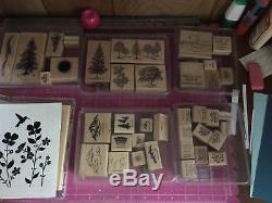 Stampin Up Lot Of 36 Wood Mounted Stamp Sets