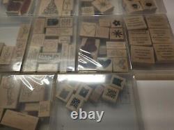 Stampin Up! Lot Of 37 Sets Wooden Rubber Stamps Mostly Unused Some Discontinued