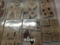 Stampin Up! Lot Of 37 Sets Wooden Rubber Stamps Mostly Unused Some Discontinued