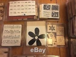 Stampin Up! Lot Of 51 Wood Mounted Stamp Sets 469 stamps total! Most New Unused