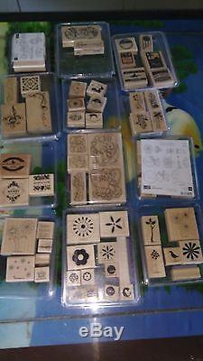 Stampin Up Lot Of 76 Wood Mounted Sets. Gently Used. Some New. 100's Of Stamps