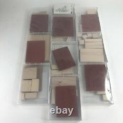 Stampin Up! Lot of 10 Wood Block Sets 50 Stamps Brand New Unused in Box Retired