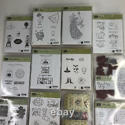 Stampin Up! Lot of 102 Stamps New Retired Mounted and Unmounted Stamp Sets