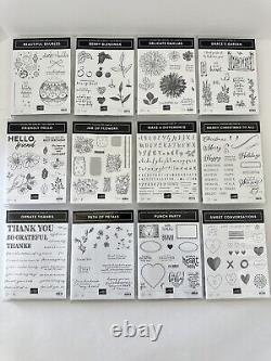 Stampin Up Lot of 12 Photopolymer Stamp Set Celebrate Thanks Christmas Bday Love