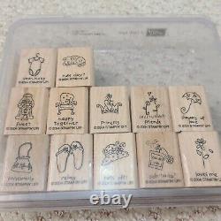 Stampin Up! Lot of 12 Sets (93 Stamps) Wooden Rubber Stamps Various NEW & USED