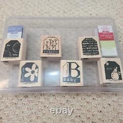 Stampin Up! Lot of 12 Sets (97 Stamps) Wooden Rubber Stamps Various NEW & USED