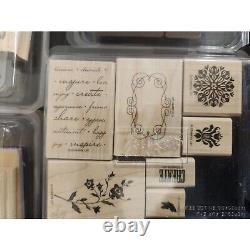 Stampin Up Lot of 14 Stamp Sets, Flowers, Boarders, Backgrounds Over 90% have ne