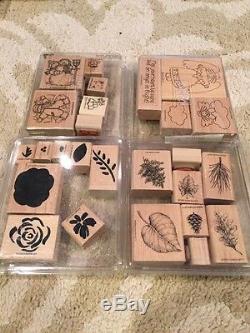 Stampin Up Lot of 16 Wood Mount Stamp Sets Retired FREE SHIP 152 stamps in all