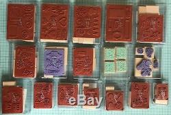 Stampin' Up! Lot of 17 NEW Wood-Mount Rubber stamp sets Retired! Rare