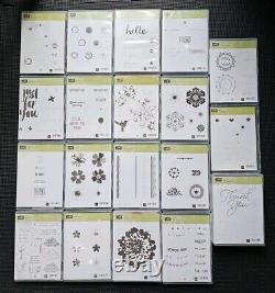 Stampin' Up Lot of 19 Sets of Cling Stamps Photopolymer & Rubber in Cases