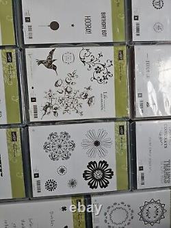 Stampin' Up Lot of 19 Sets of Cling Stamps Photopolymer & Rubber in Cases