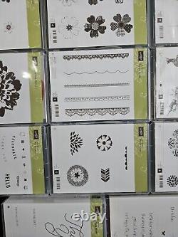 Stampin' Up Lot of 19 Sets of Cling Stamps Photopolymer & Rubber in Cases