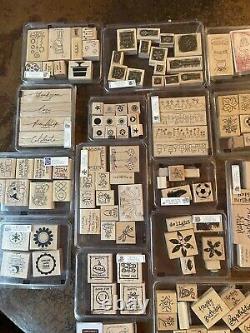 Stampin Up Lot of 19 stamp sets, 2 rubber wheel handles, 8 wheels & 16 singles