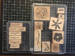 Stampin' Up! Lot of 20 Wood Mount Rubber stamp sets Retired Rare Wholesale