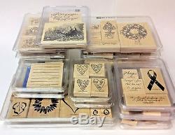 Stampin' Up! Lot of (21) Boxed Stamp Sets Wood Mounted Rubber Stamps
