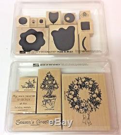 Stampin' Up! Lot of (21) Boxed Stamp Sets Wood Mounted Rubber Stamps