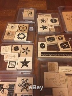 Stampin Up Lot of 26 Rubber Wood Stamp Sets- Mounted and Unmounted 140 stamps