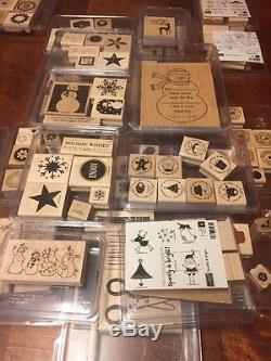 Stampin Up Lot of 26 Rubber Wood Stamp Sets- Mounted and Unmounted 140 stamps