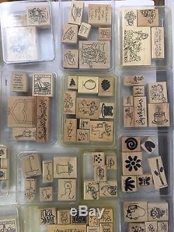 Stampin' Up Lot of 261 Wood Mounted Rubber Stamps NEW USED UNUSED Sets