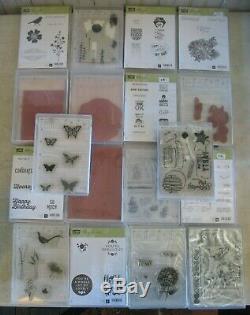 Stampin' Up! Lot of 34 Mount Stamp Sets Flowers Butterflies Thoughts Vintage