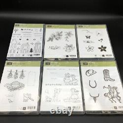 Stampin Up! Lot of 37 Stamp Sets Unmounted Cling Stamps DVD style Cases
