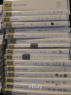 Stampin Up Lot of 41 stamp sets PLUS Boards MUST SEE