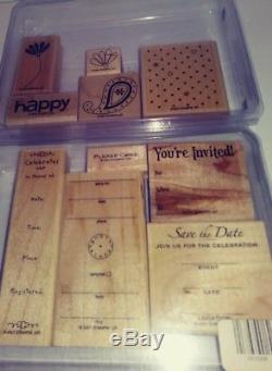 Stampin' Up! Lot of 7 Sets of Wood Mount Stamps 37 Total Stamps