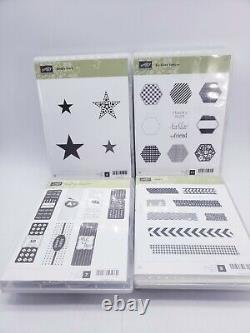 Stampin' Up Lot of 8 Mixed Stamp Sets Tape It, Stitched Stockings, Simply Stars
